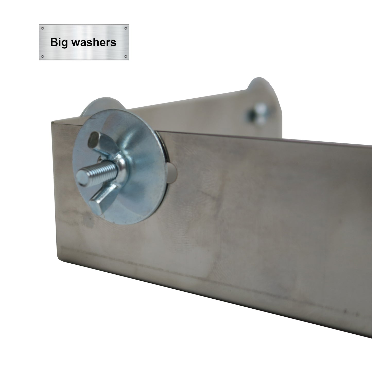 Metal mounting hardware for easy and secure installation of stainless steel ledges