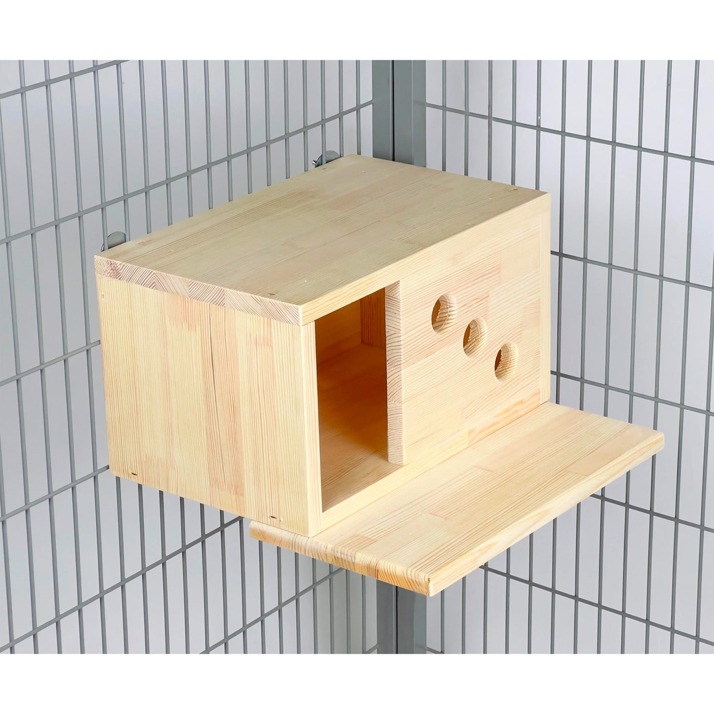 Wooden Chinchilla House – Kiln-Dried Pine. Natural Pet Hideout for Small Animals (Rabbits, Guinea Pigs, Degus)
