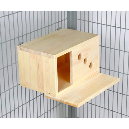Wooden Chinchilla House – Kiln-Dried Pine. Natural Pet Hideout for Small Animals (Rabbits, Guinea Pigs, Degus)