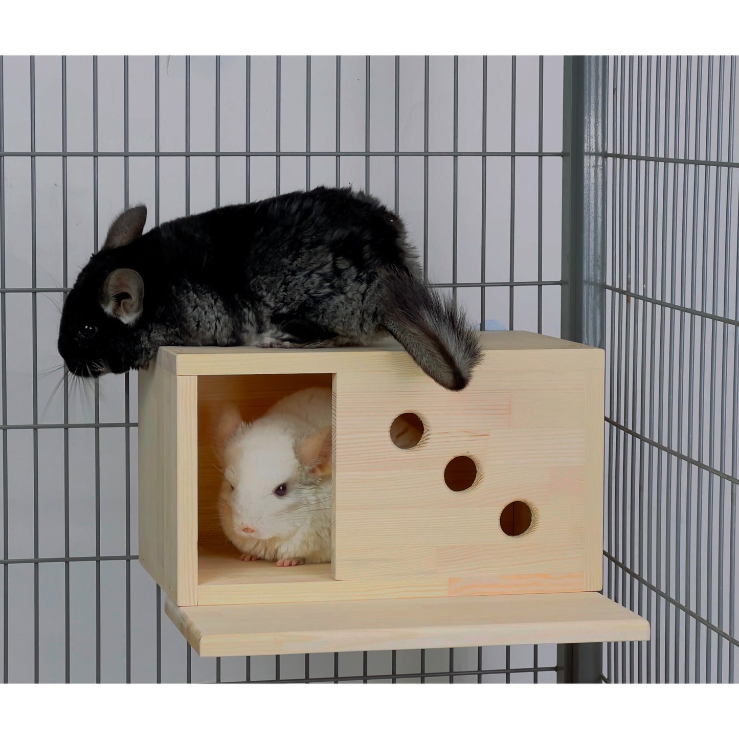 Wooden Chinchilla House – Kiln-Dried Pine. Natural Pet Hideout for Small Animals (Rabbits, Guinea Pigs, Degus)