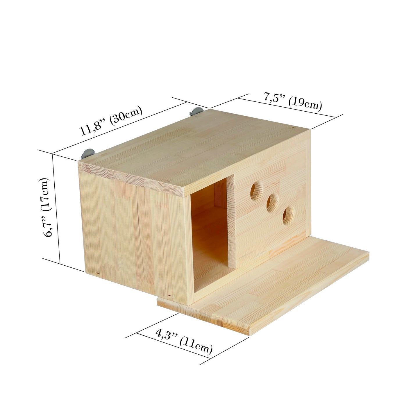 Wooden Chinchilla House – Kiln-Dried Pine. Natural Pet Hideout for Small Animals (Rabbits, Guinea Pigs, Degus)