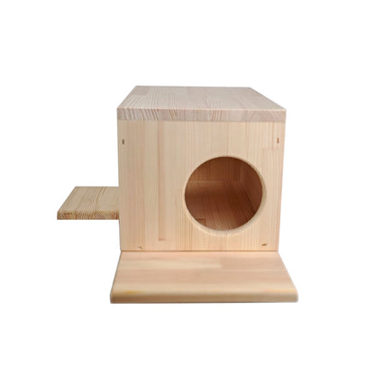 Wooden Chinchilla House – Kiln-Dried Pine. Natural Pet Hideout for Small Animals (Rabbits, Guinea Pigs, Degus)
