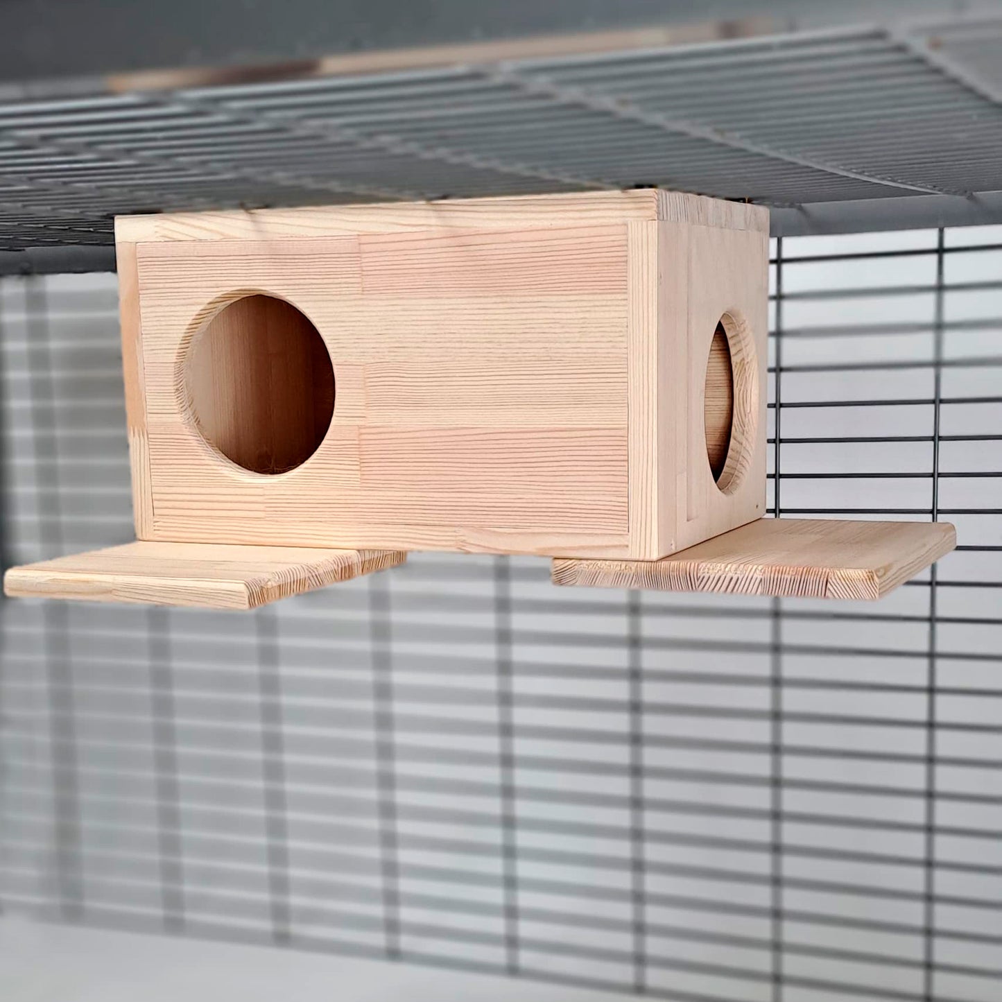 Wooden Chinchilla House – Kiln-Dried Pine. Natural Pet Hideout for Small Animals (Rabbits, Guinea Pigs, Degus)