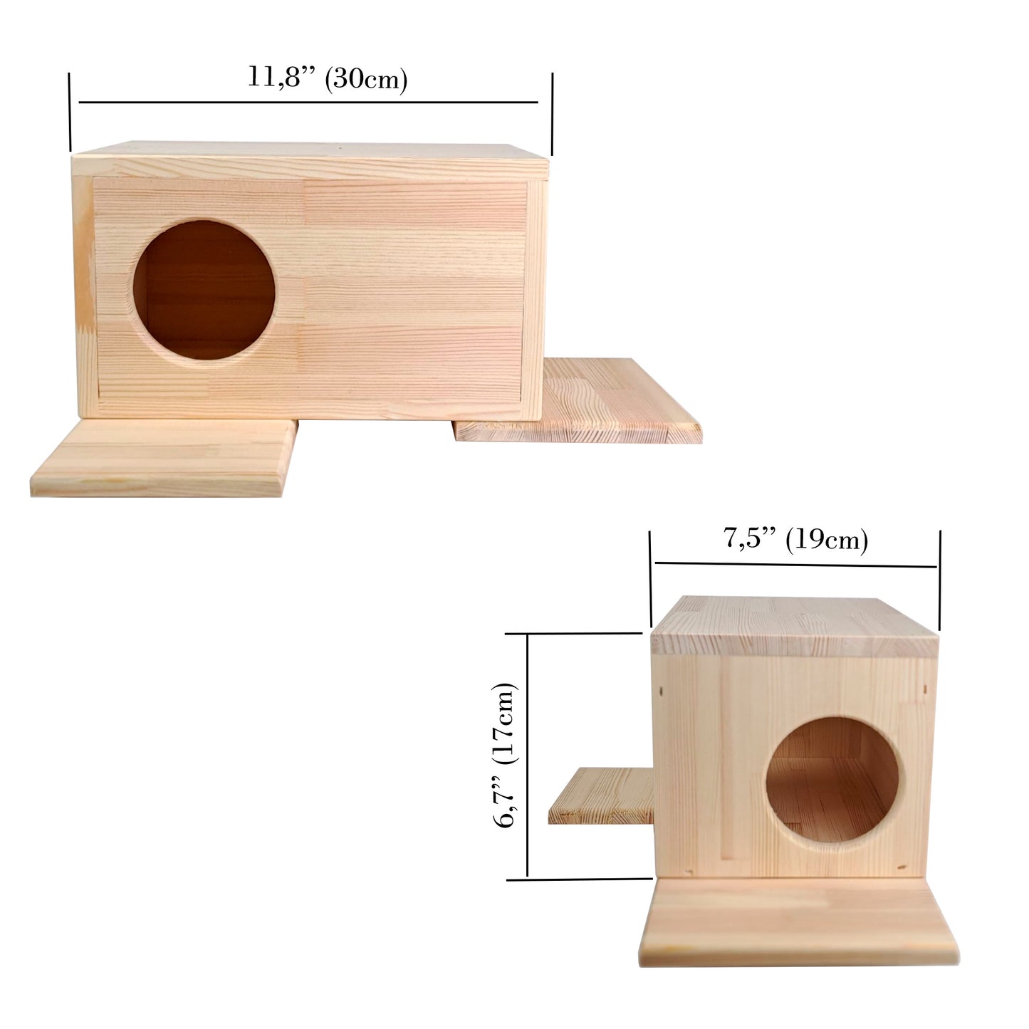 Wooden Chinchilla House – Kiln-Dried Pine. Natural Pet Hideout for Small Animals (Rabbits, Guinea Pigs, Degus)