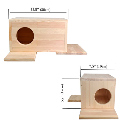 Wooden Chinchilla House – Kiln-Dried Pine. Natural Pet Hideout for Small Animals (Rabbits, Guinea Pigs, Degus)