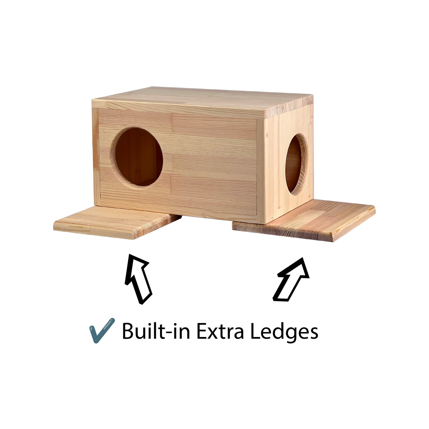 Wooden Chinchilla House – Kiln-Dried Pine. Natural Pet Hideout for Small Animals (Rabbits, Guinea Pigs, Degus)