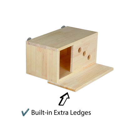 Wooden Chinchilla House – Kiln-Dried Pine. Natural Pet Hideout for Small Animals (Rabbits, Guinea Pigs, Degus)