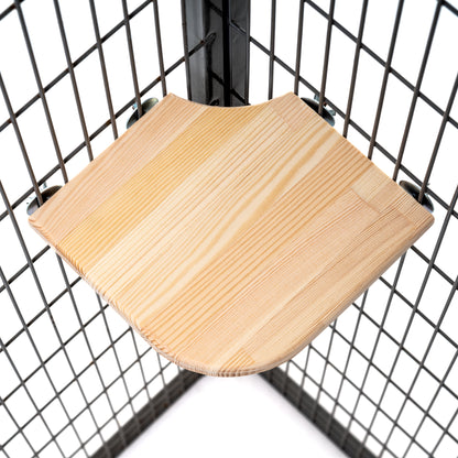 Close-up of natural kiln-dried pine ledge with smooth surface and mounting hardware