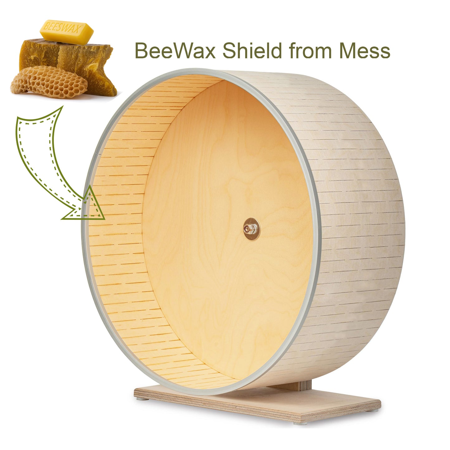 Extra-Wide Running Wheel for Tortoises and Small Pets 35 cm Diameter, 15 cm Wide, Silent Wooden Exercise Wheel with Stable Standing Base