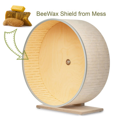 Extra-Wide Running Wheel for Tortoises and Small Pets 35 cm Diameter, 15 cm Wide, Silent Wooden Exercise Wheel with Stable Standing Base