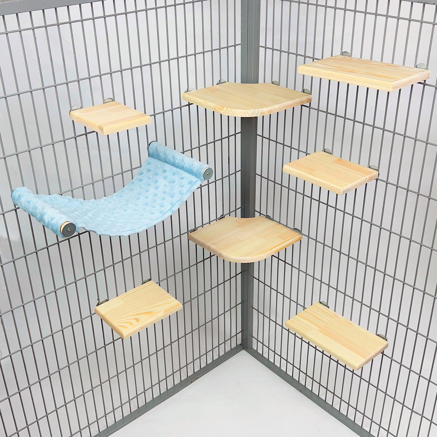 Complete cage setup with AMIDA Craft pine ledges and hammock for chinchillas, parrots, and small petsComplete cage setup with AMIDA Craft pine ledges and hammock for chinchillas, parrots, and small pets