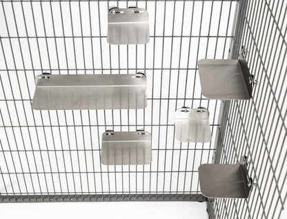 Cage setup with AMIDA Craft stainless steel ledges for chinchillas, parrots, and small pets